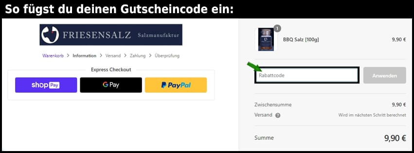 friesensalz Gutschein einfuegen und sparen schwarz