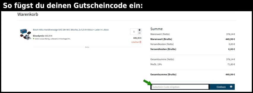 gotools Gutschein einfuegen und sparen schwarz