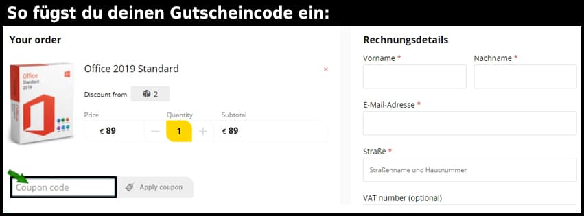 keyportal Gutschein einfuegen und sparen schwarz