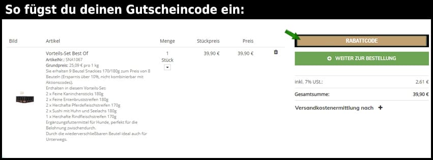 snackies Gutschein einfuegen und sparen schwarz