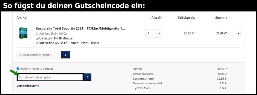 softwaremarkt24 Gutschein einfuegen und sparen schwarz