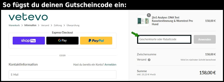 vetevo Gutschein einfuegen und sparen schwarz