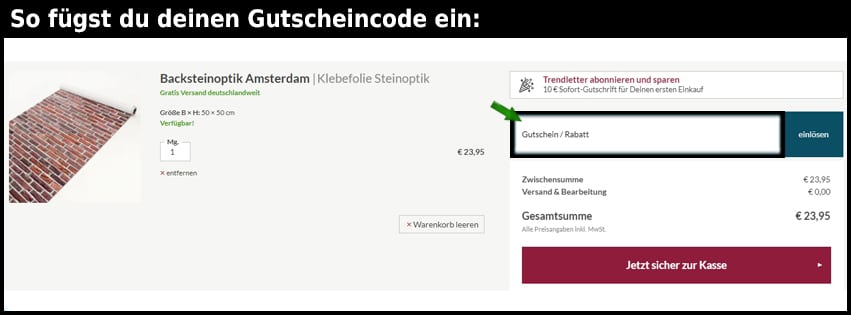 bilderwelten Gutschein einfuegen und sparen schwarz