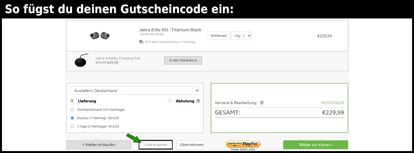 jabra Gutschein einfuegen und sparen schwarz