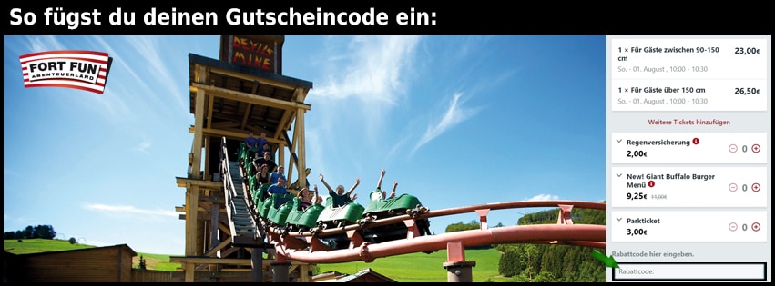 fortfun Gutschein einfuegen und sparen schwarz