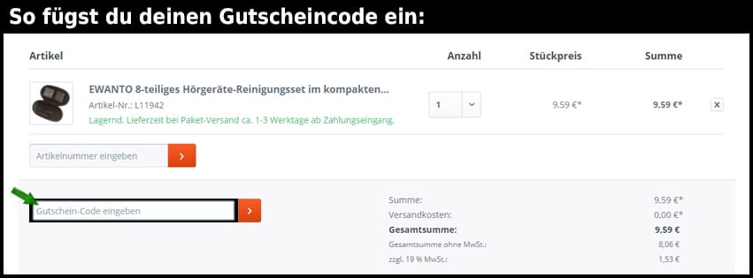 ewanto Gutschein einfuegen und sparen schwarz