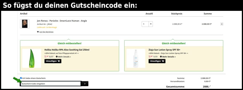 kosmetik4less.de Gutschein einfuegen und sparen schwarz