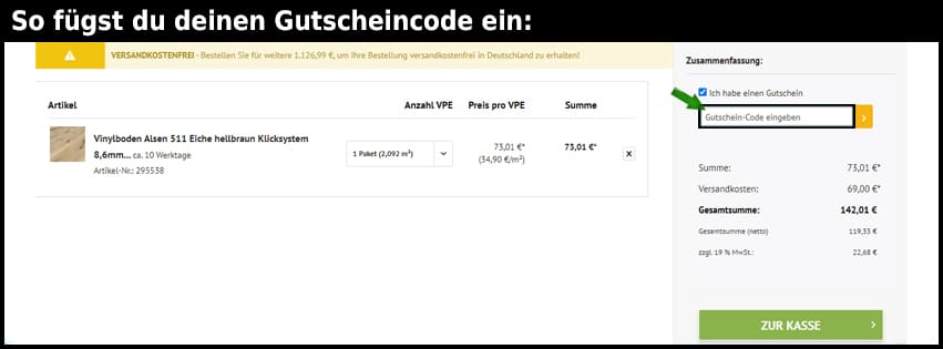 parkett-direkt Gutschein einfuegen und sparen schwarz