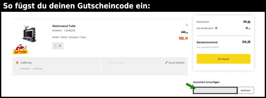 sconto Gutschein einfuegen und sparen schwarz