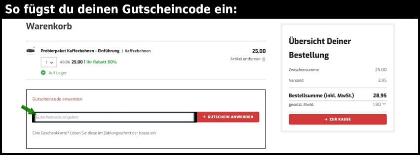 kaffeevorteil Gutschein einfuegen und sparen schwarz