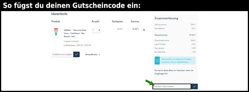 we-bee Gutschein einfuegen und sparen schwarz