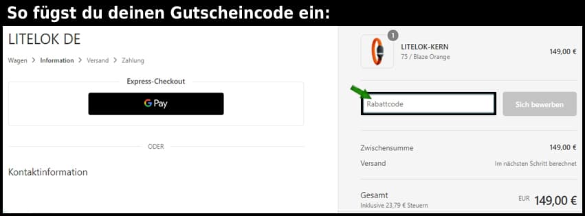 litelok Gutschein einfuegen und sparen schwarz