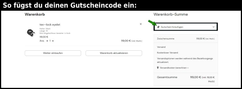 tex-lock Gutschein einfuegen und sparen schwarz