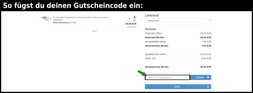lattenrost-discounter Gutschein einfuegen und sparen schwarz