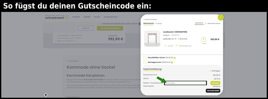 schrankwerk Gutschein einfuegen und sparen schwarz