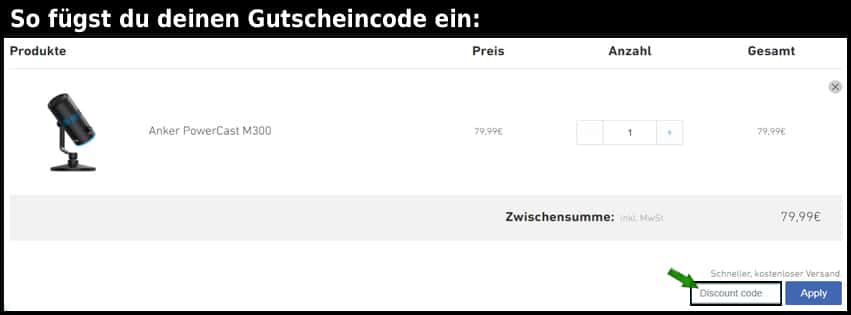 ankerwork Gutschein einfuegen und sparen schwarz