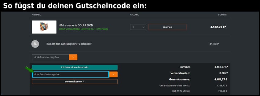 ht-messgeräte Gutschein einfuegen und sparen schwarz