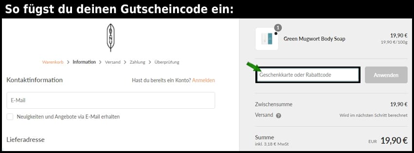 binu-beauty Gutschein einfuegen und sparen schwarz