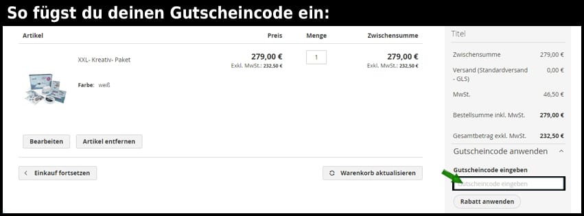 emark colop Gutschein einfuegen und sparen schwarz