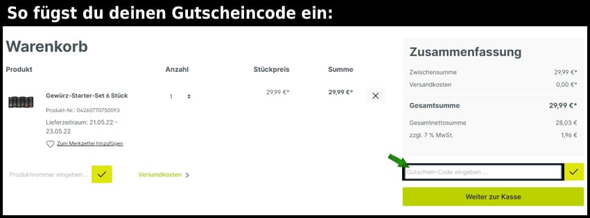 kraeuterbande Gutschein einfuegen und sparen schwarz