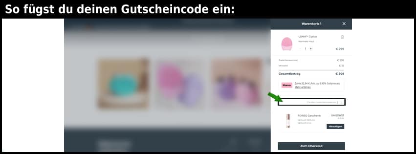 foreo Gutschein einfuegen und sparen schwarz