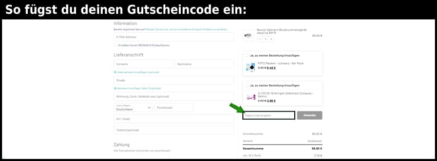 medihaus Gutschein einfuegen und sparen schwarz