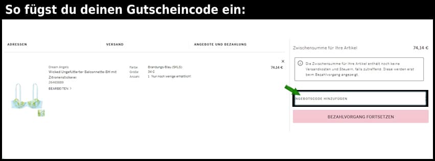 victoriassecret Gutschein einfuegen und sparen schwarz