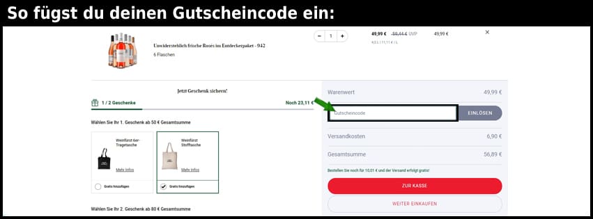 weinfuerst Gutschein einfuegen und sparen schwarz