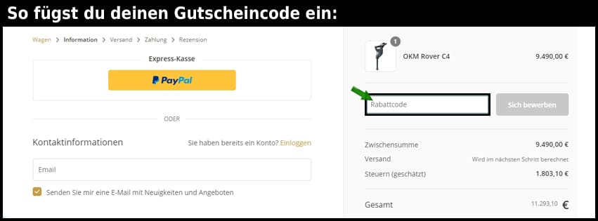 okmdetectors Gutschein einfuegen und sparen schwarz