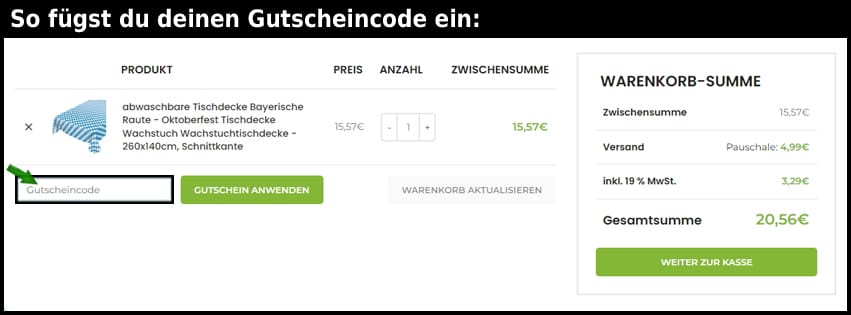 wachstuch.shop Gutschein einfuegen und sparen schwarz