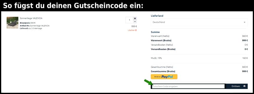 home-deluxe Gutschein einfuegen und sparen schwarz