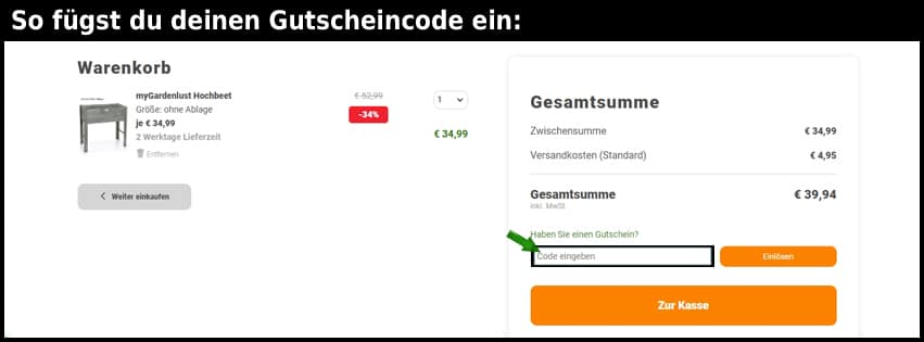 mein-schoener-garten-shop Gutschein einfuegen und sparen schwarz