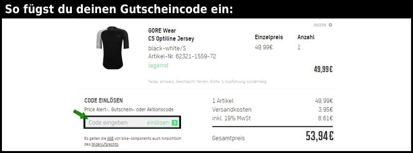 bike-components Gutschein einfuegen und sparen schwarz