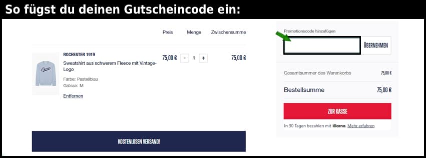 championstore Gutschein einfuegen und sparen schwarz