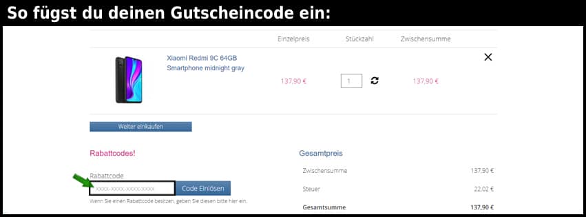 cw-mobile.de Gutschein einfuegen und sparen schwarz