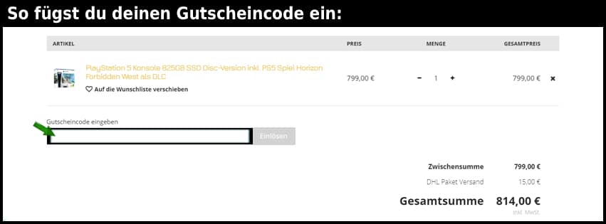 daddelshop.de Gutschein einfuegen und sparen schwarz