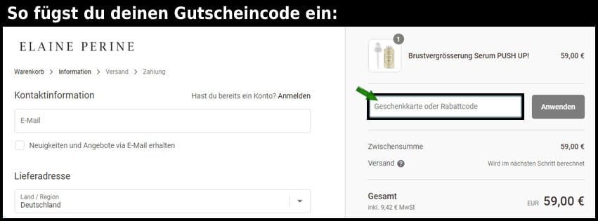 elaineperine Gutschein einfuegen und sparen schwarz