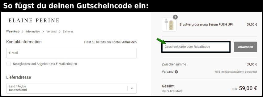 elaineperine Gutschein einfuegen und sparen schwarz