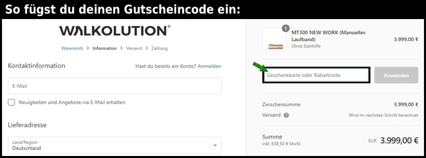 walkolution Gutschein einfuegen und sparen schwarz