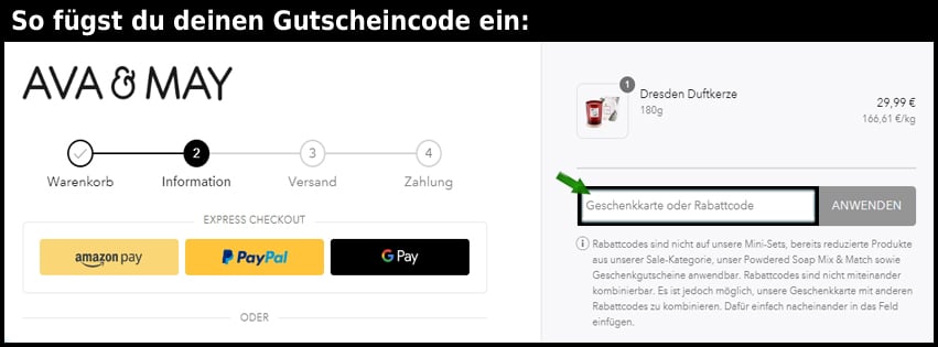 ava-may Gutschein einfuegen und sparen schwarz
