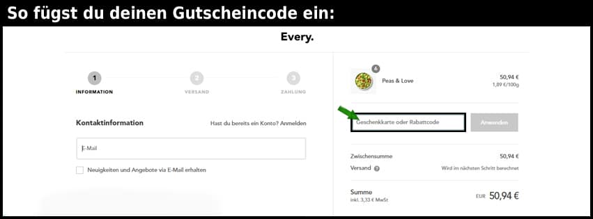 every-foods Gutschein einfuegen und sparen schwarz