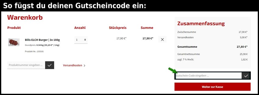 beefbandits Gutschein einfuegen und sparen schwarz