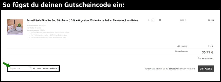 beton-welt.de Gutschein einfuegen und sparen schwarz