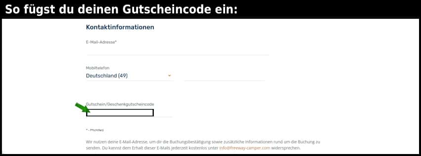 freeway-camper Gutschein einfuegen und sparen schwarz