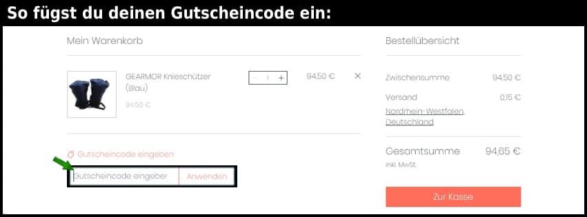 gearmor Gutschein einfuegen und sparen schwarz