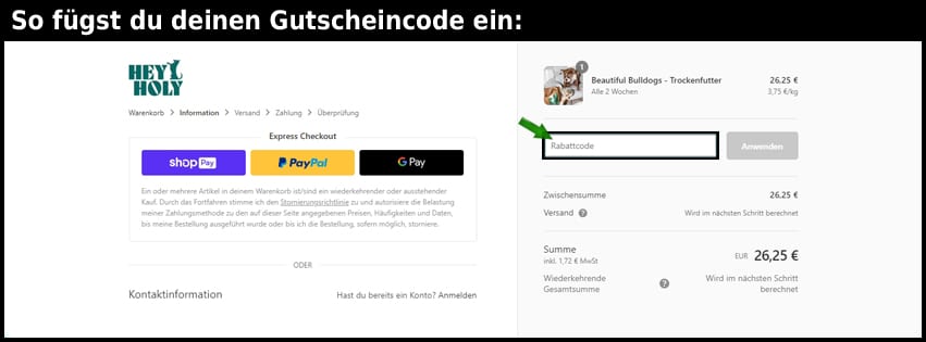 heyholy Gutschein einfuegen und sparen schwarz