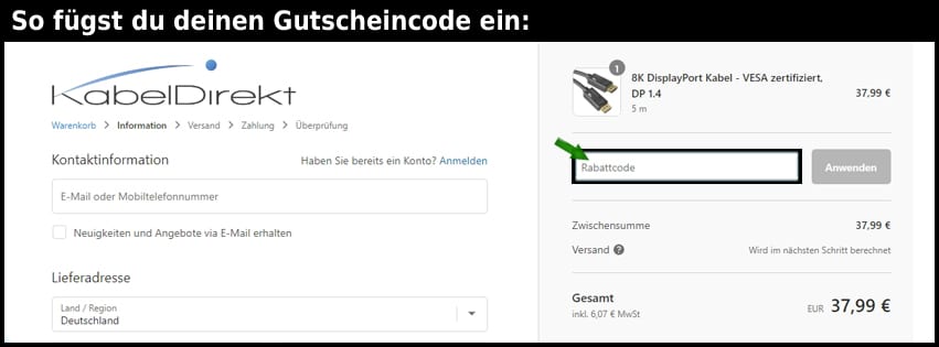 kabeldirekt Gutschein einfuegen und sparen schwarz