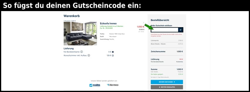 kabs Gutschein einfuegen und sparen schwarz