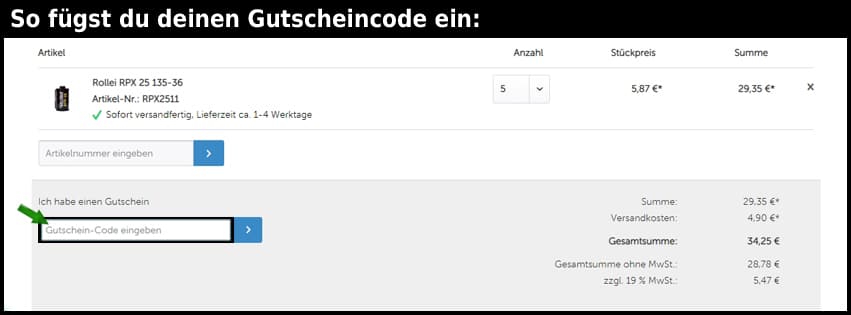 macodirect Gutschein einfuegen und sparen schwarz