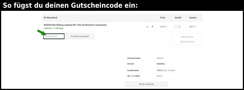 maxofit Gutschein einfuegen und sparen schwarz